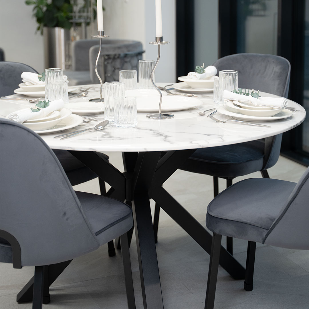 TERNI EETTAFEL MAT ZWART | Ø130X76 CM MARMER 757-1