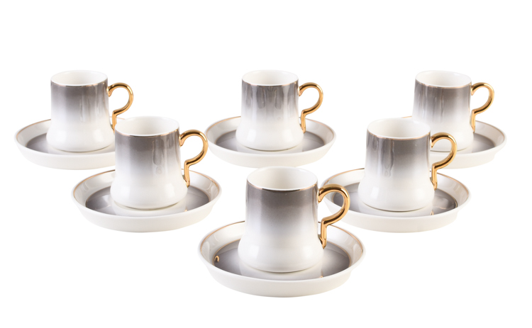 BRICARD ESPRESSO SET 231318 | WHITE-GREY-GOLD 12-PIECE