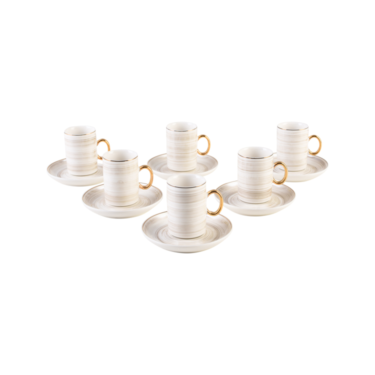 BRICARD ESPRESSO SET 192211 | WHITE-GREY-GOLD 12-PIECE