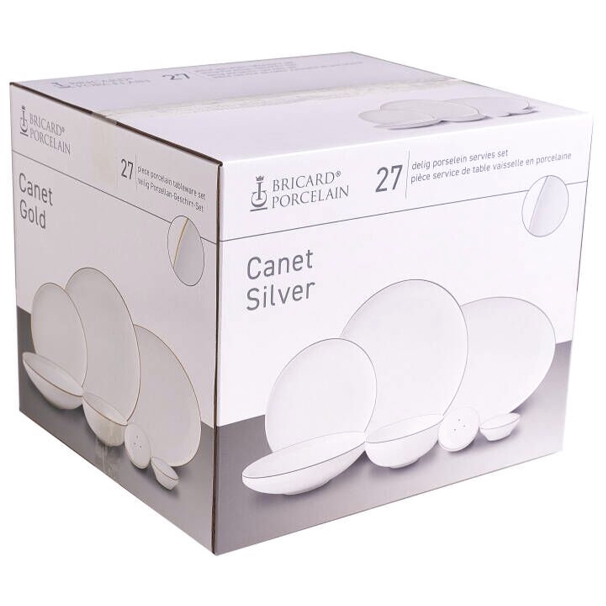 BRICARD CANET GESCHIRR SET | WEISS-SILBER 27-TEILIG