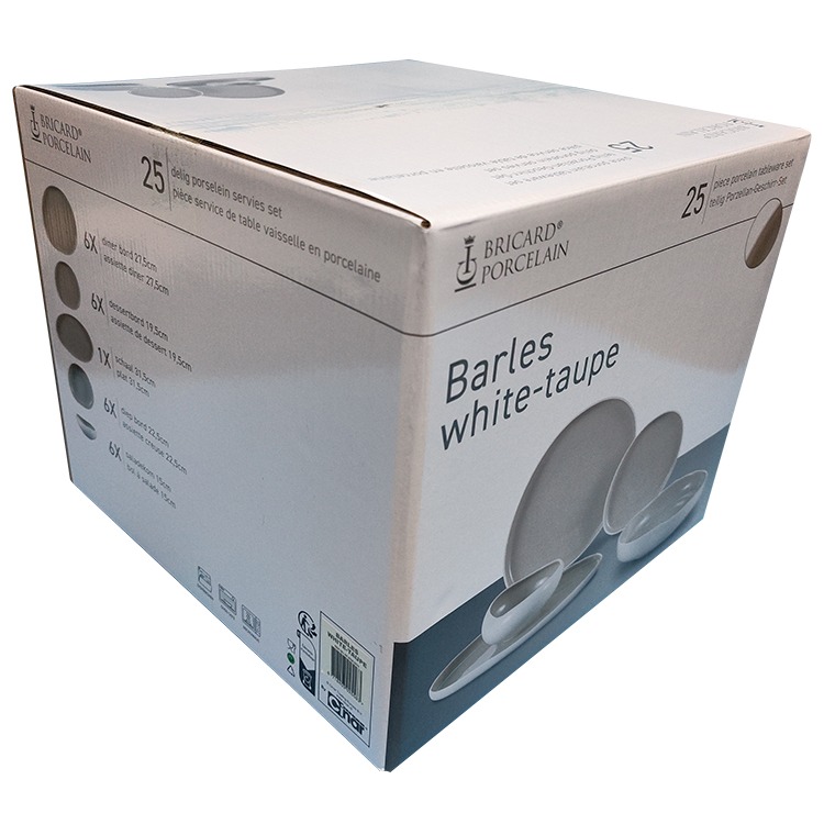 BRICARD BARLES GESCHIRR SET | WEIß-TAUPE 25-TEILIG