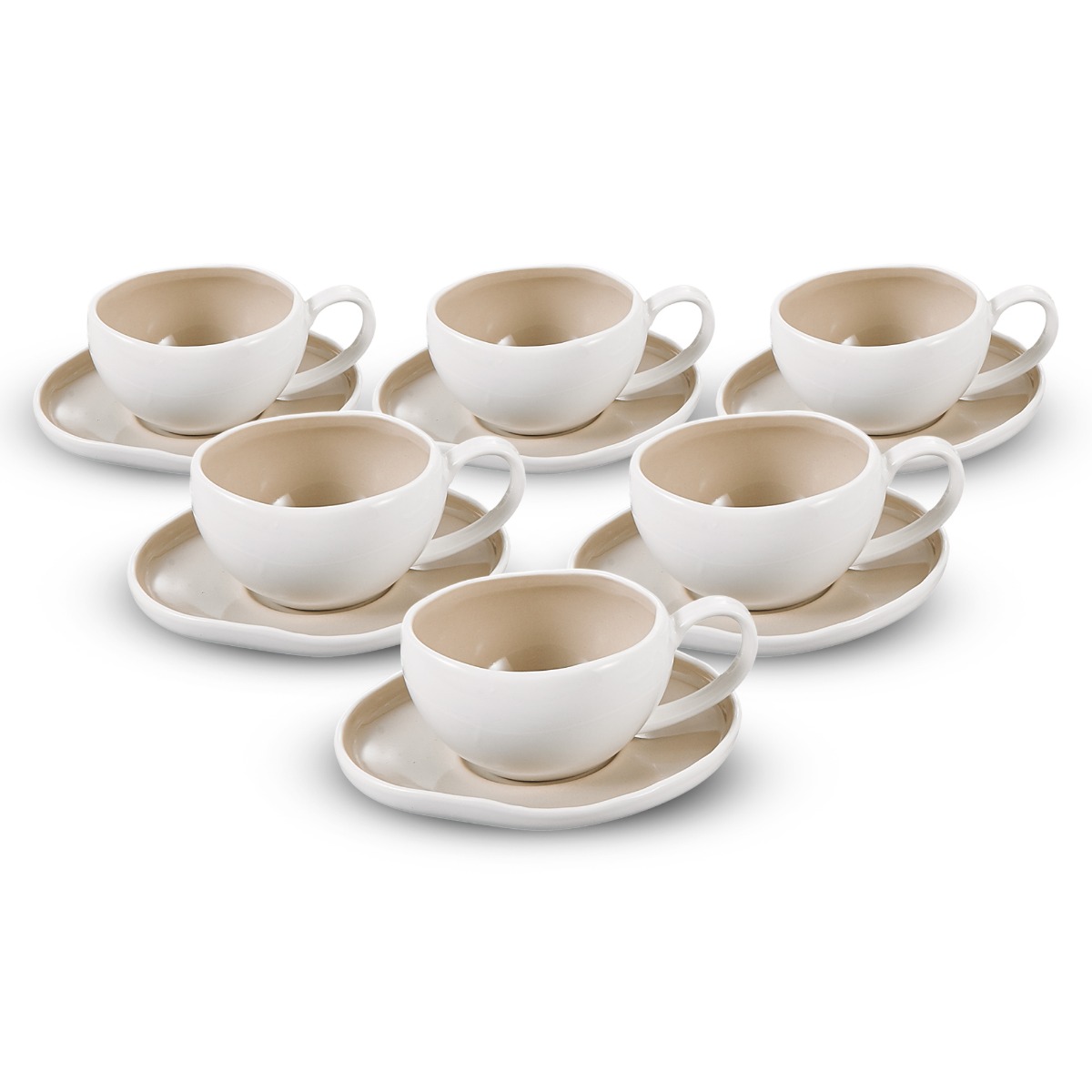 BRICARD BARLES KAFFEE SET | WEIß-TAUPE 12-TEILIG
