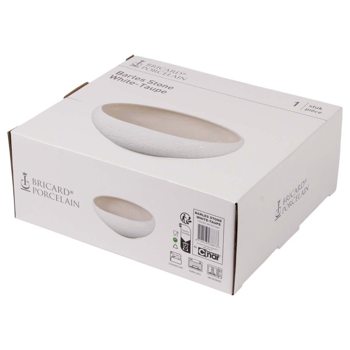 BRICARD BARLES STONE BOWL | 23X20,5X8,5 CM WHITE-TAUPE