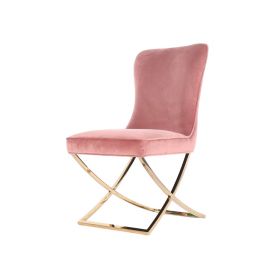 ANDRIA DINING CHAIR GOLD | PINK FABRIC MJ11-34