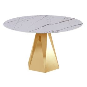 BARLETTA DINNER TABLE GOLD | Ø86/130X76 CM CERAMIC SA003