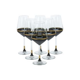 BRICARD LINES WIJNGLAZEN SET | ZWART-GOUD 6-DELIG