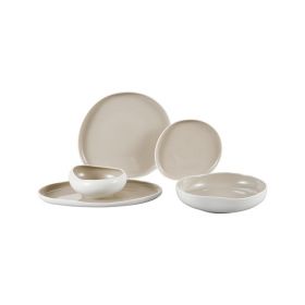 BRICARD BARLES TABLEWARE SET | WHITE-TAUPE 25-PIECE