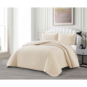 LAVELLA DEREN TAGESDECKE SET | 240X250 CM BEIGE 3-TEILIG