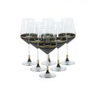 BRICARD LINES WINE GLASSES SET | BLACK-GOLD 6-PIECE