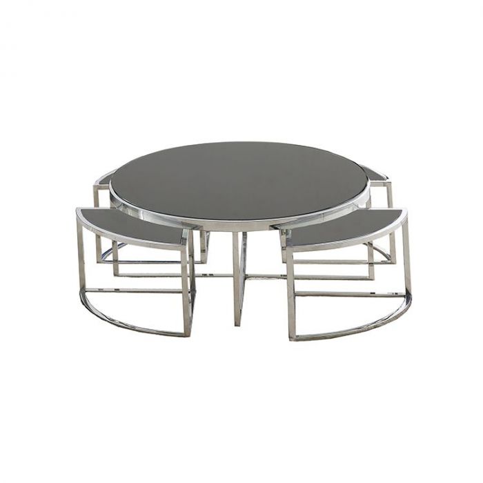 VERONA SALONTAFEL | Ø100X42 CM ZWART 5-DELIG VERONA SALONTAFEL | Ø100X42 CM ZWART 5-DELIG