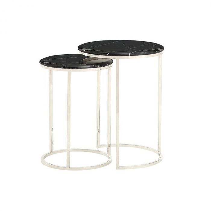 BOLOGNA BIJZETTAFEL | Ø45X58 CM ZWART MARMER 1022 2-DELIG BOLOGNA BIJZETTAFEL | Ø45X58 CM ZWART MARMER 1022 2-DELIG
