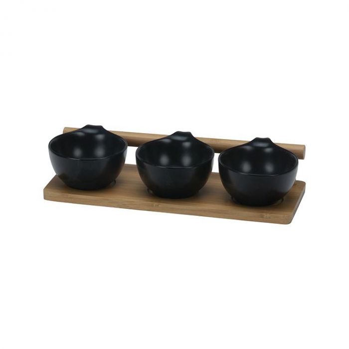 BRICARD 7495 BOWL SET | BLACK - BAMBOO 4-PIECES