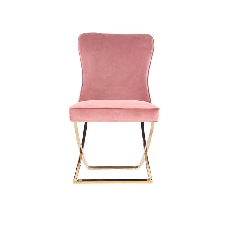 ANDRIA DINING CHAIR GOLD | PINK FABRIC MJ11-34