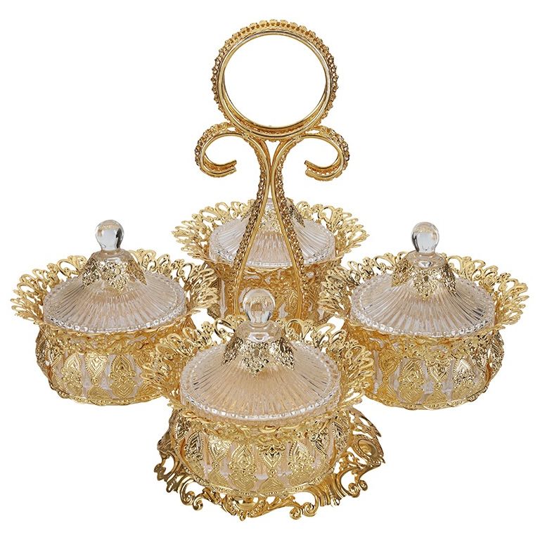 SERVEERSCHAAL CNR2209-4 | 31X31 CM 4-VAKS GOUD