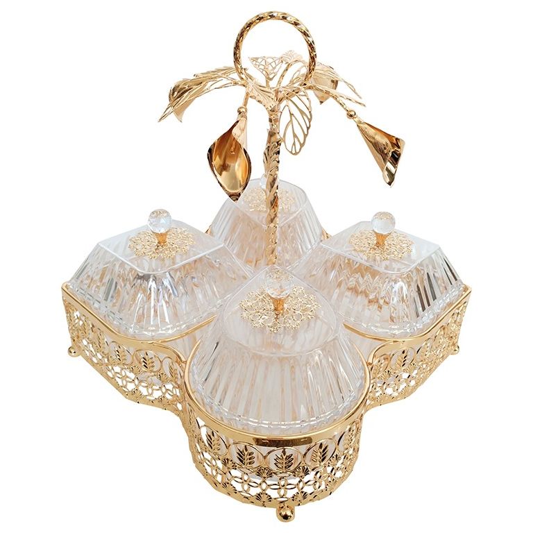 SERVING TRAY CNR2203-4-1 | 29X29 CM 4 COMPARTMENTS GOLD