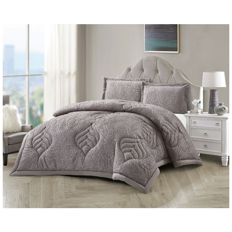 YASMIN COMFORTER SET CNR001 | TAUPE 3-PIECE