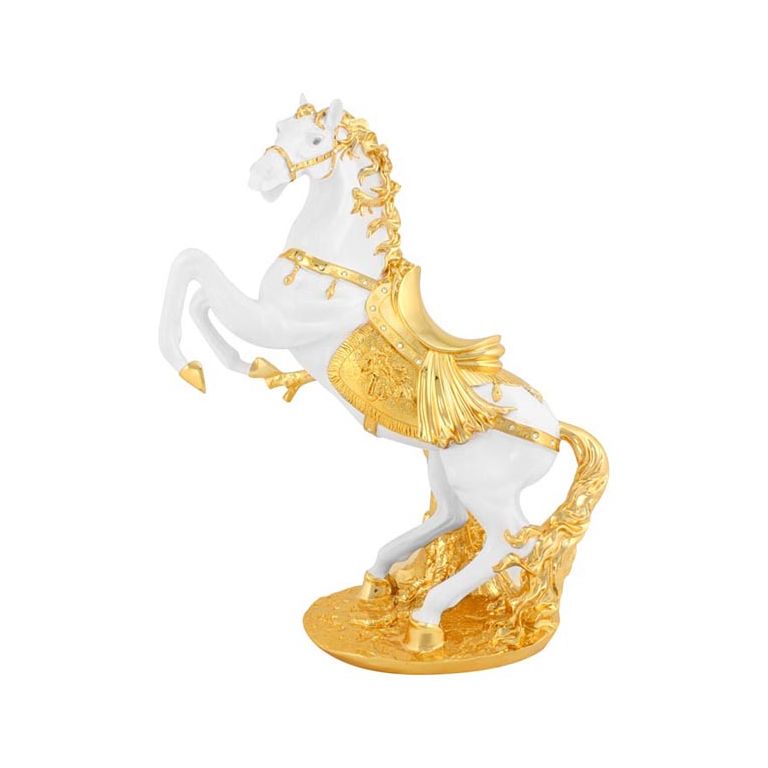 DECORATION HORSE CNR054A | 60CM WHITE-GOLD