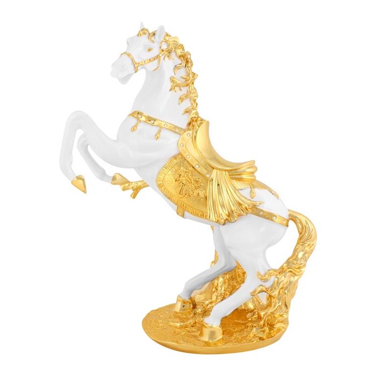 DECORATION CNR054B HORSE | 70 CM WHITE-GOLD