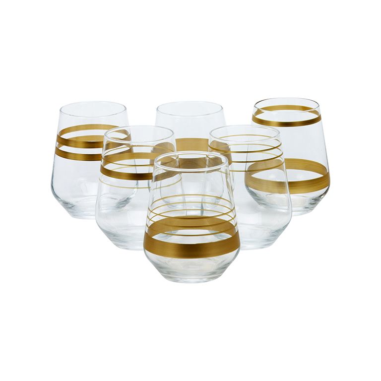 BRICARD LINES WATER GLASSES SET  | GOLD 6-PIECE