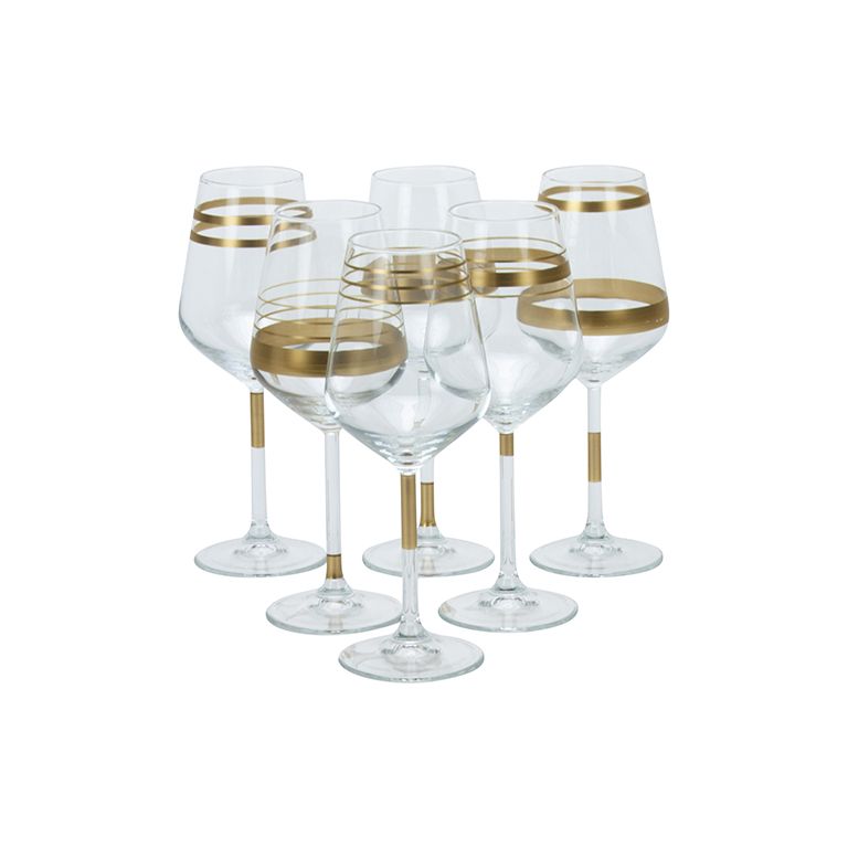 BRICARD LINES WINE GLASSES SET  | GOLD 6-PIECE