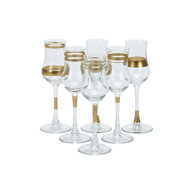 BRICARD LINES LIQUOR GLASSES SET | GOLD 6-PIECE