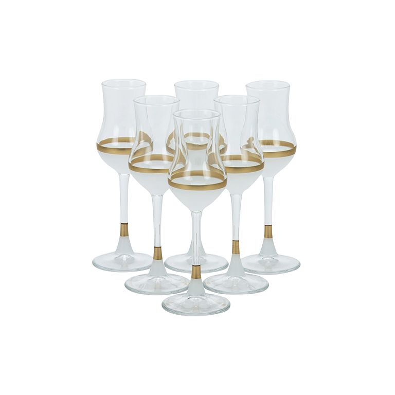 BRICARD LINES LIQUOR GLASSES SET | WHIT-GOLD 6-PIECE