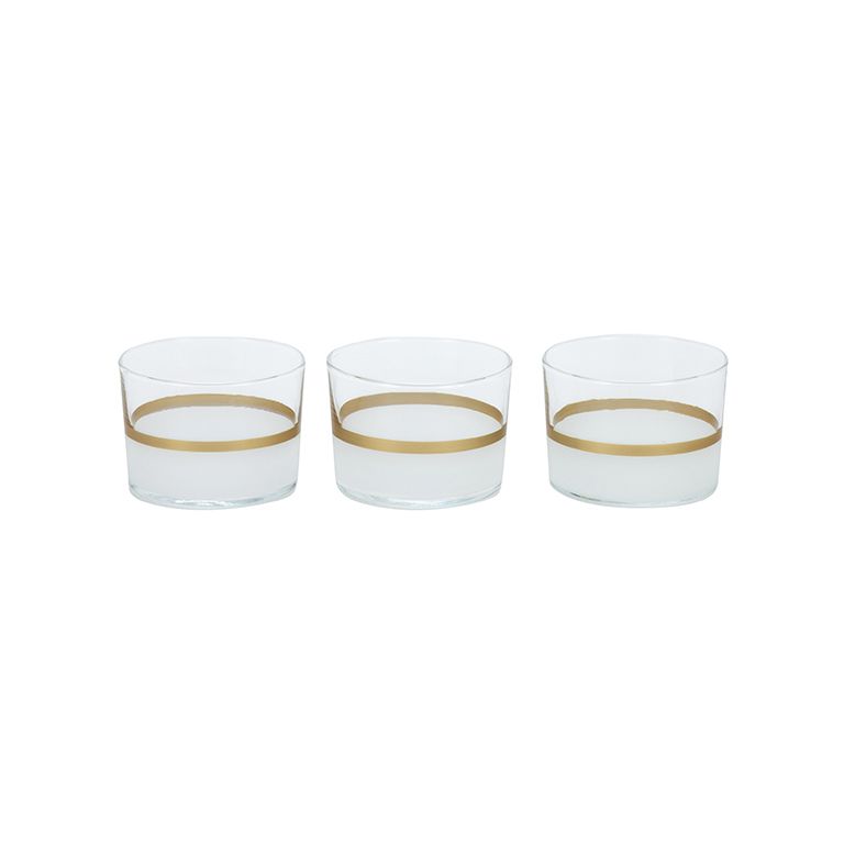 BRICARD LINES TUMBLER GLASSES SET | WHIT-GOLD 3-PIECE