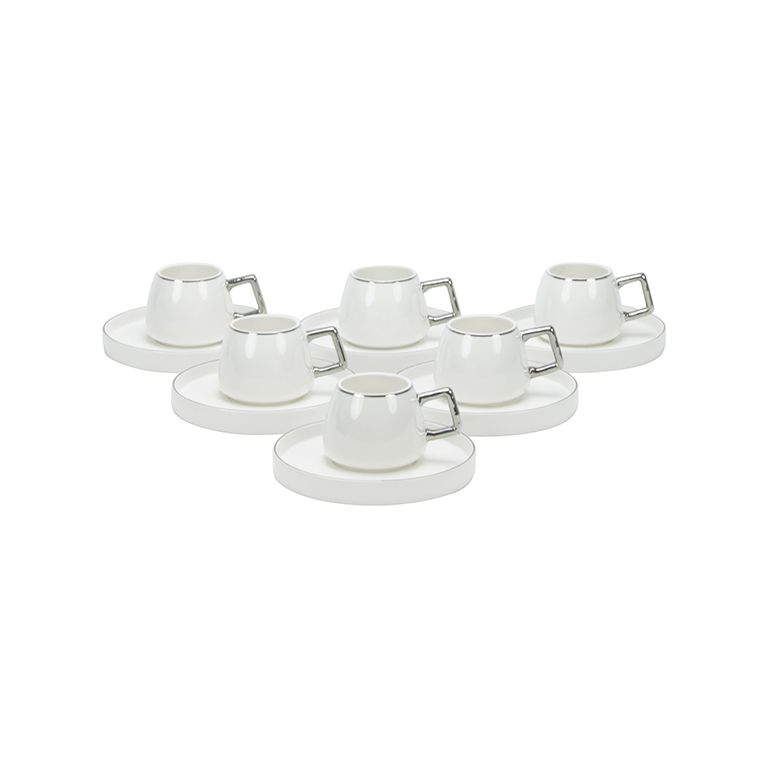 BRICARD ESPRESSO SET 2999 12/S-2 | WEISS - SILBER 12-TEILIG