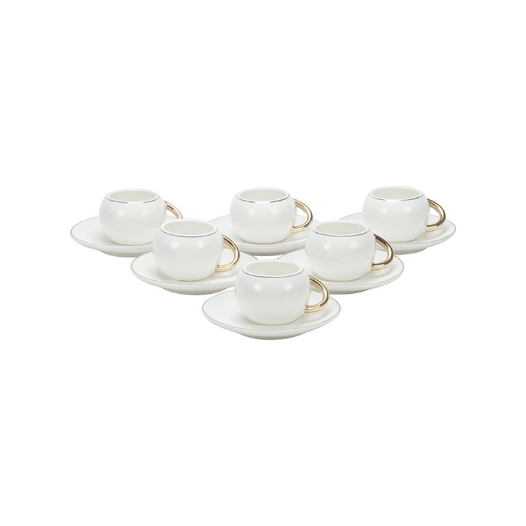 BRICARD ESPRESSO SET 2961 12/S-1 | WHITE - GOLD 12-PIECE