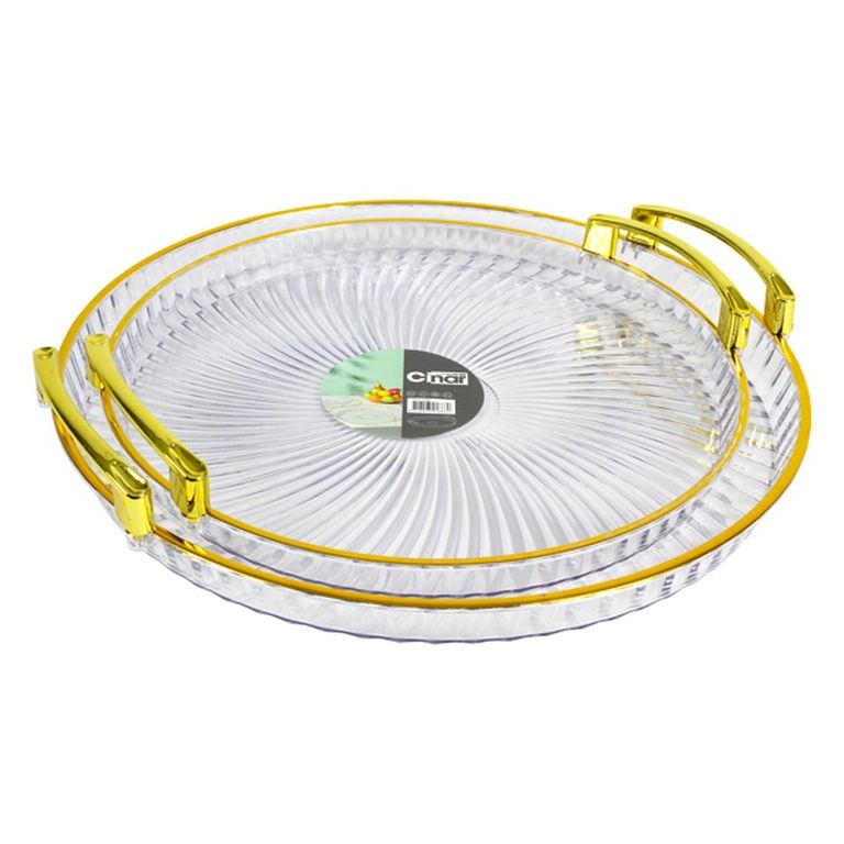 PLASTIC SERVING TRAY SET CNR71-1 | GOLD 2-PIECE
