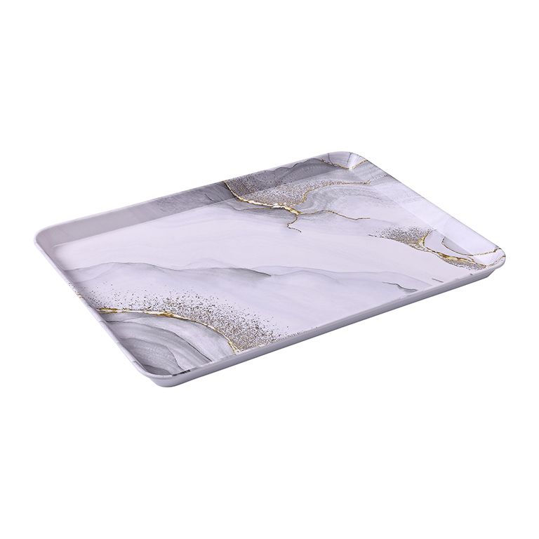 BRICARD MELAMINE SERVING TRAY 101 | WHITE-MARBLE 42X31 CM