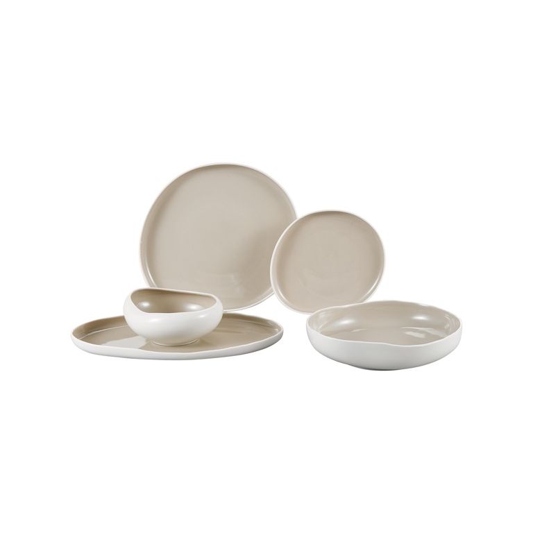 BRICARD BARLES TABLEWARE SET | WHITE-TAUPE 25-PIECE