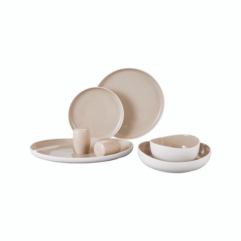 BRICARD COLMAR TABLEWARE SET | WHITE-TAUPE 27-PIECE