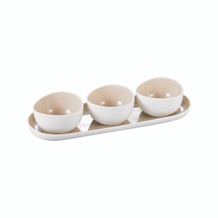 BRICARD COLMAR BOWL SET |WHITE-TAUPE 4-PIECES