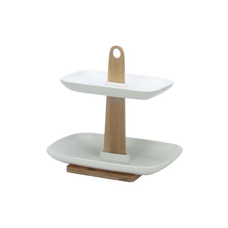 BRICARD 7913 SERVING STAND | WHITE - BAMBOO 4-PIECE