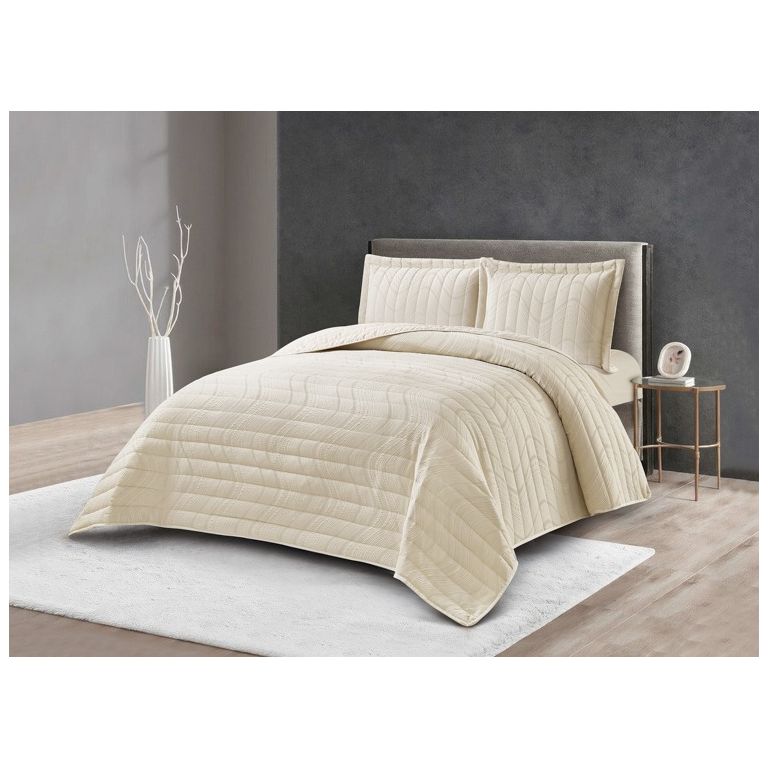 LAVELLA HALE TAGESDECKE SET | 260X240 CM BEIGE 3-TEILIG