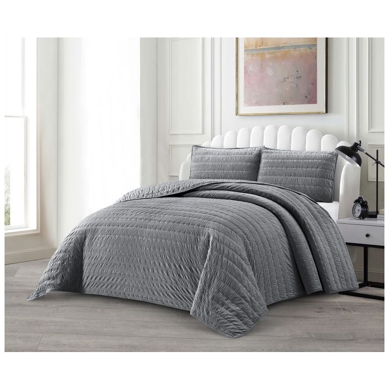 LAVELLA BADE TAGESDECKE SET | 240X250 CM GRAU 3-TEILIG