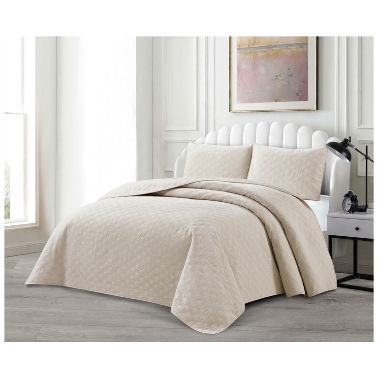 LAVELLA HAVIN TAGESDECKE SET | 240X250 CM BEIGE 3-TEILIG