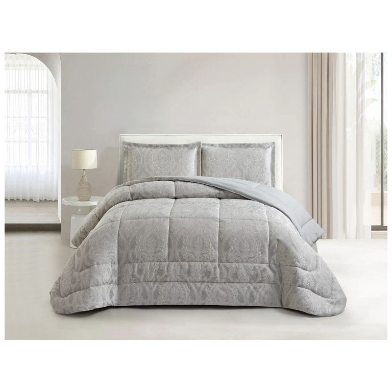 LAVELLA FIRUZE TAGESDECKE SET | 260X240 CM GRAU 3-TEILIG
