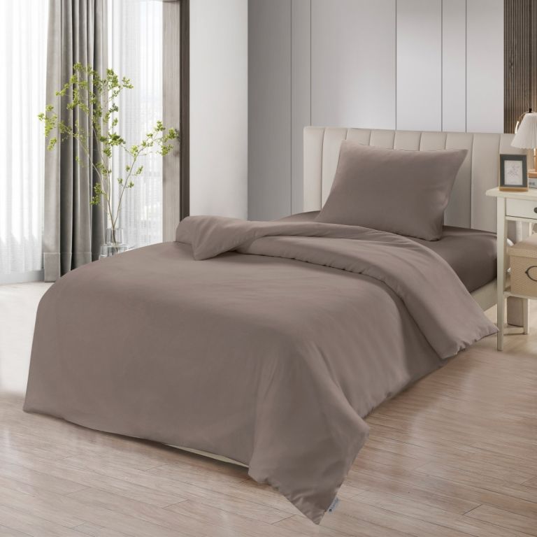 LAVELLA SADE DEKBEDOVERTREK SET | BRUIN 140X200 CM 3-DELIG