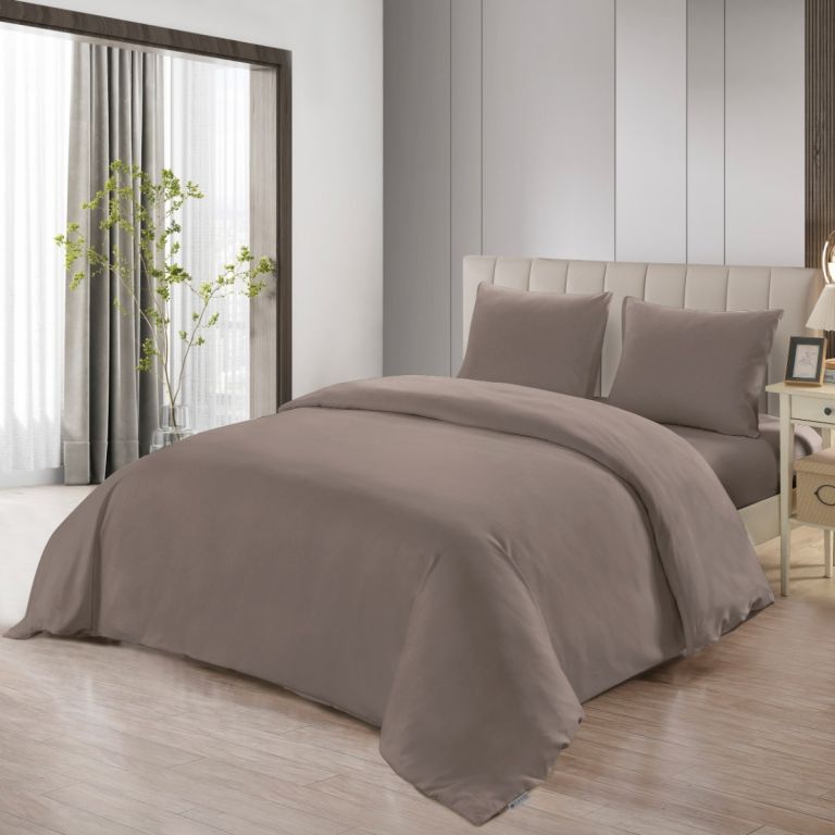 LAVELLA SADE DEKBEDOVERTREK SET | BRUIN 240X220 CM 4-DELIG