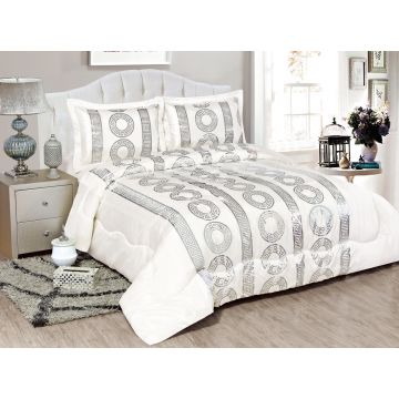 VERTUM BEDSPREI CNR3063 3-DELIG WIT | ZILVER