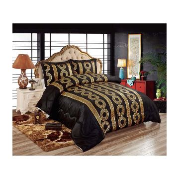 VERTUM BEDSPREI CNR3063 3-DELIG ZWART | GOUD