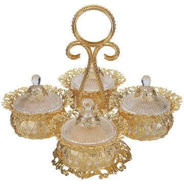 SERVEERSCHAAL CNR2209-4 | 31X31 CM 4-VAKS GOUD