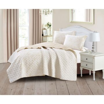 TULIN BEDSPREAD SET CNR005 | BEIGE 3-PIECE