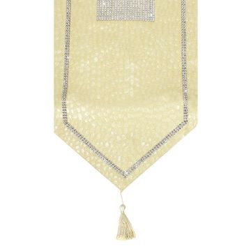 Tafelkleed Leder 183x33cm Beige