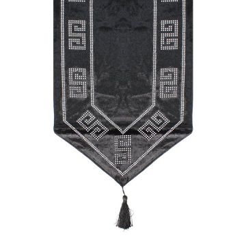 Tafelkleed Black Silver Diamond 180x33cm