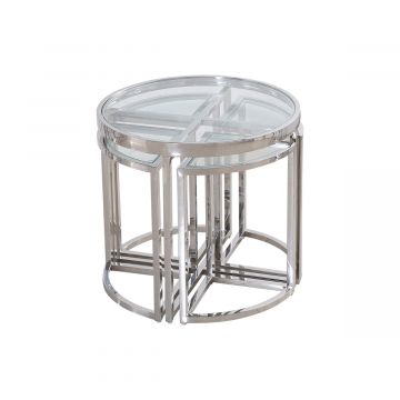 VERONA BIJZETTAFEL 60*55CM TRANSPARANT 5-DLG