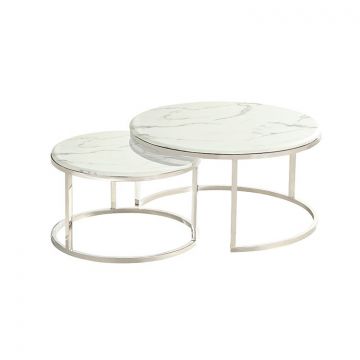 MESSINA SALONTAFEL | Ø80X42 CM MARMER 757-1   2-DELIG