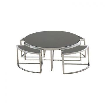 VERONA SALONTAFEL | Ø100X42 CM ZWART 5-DELIG